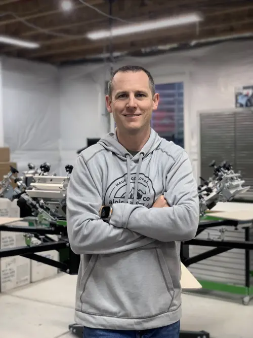 Jesse Poteet, owner of Alpine Apparel Co in Castle Rock, Colorado